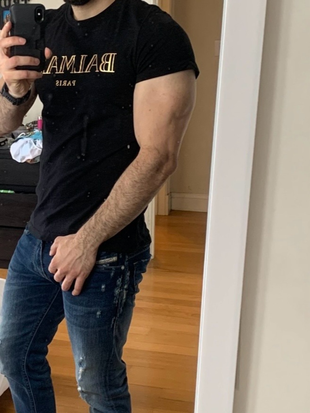 Balmain Black Slim Fit T-shirt for Men - Like New!